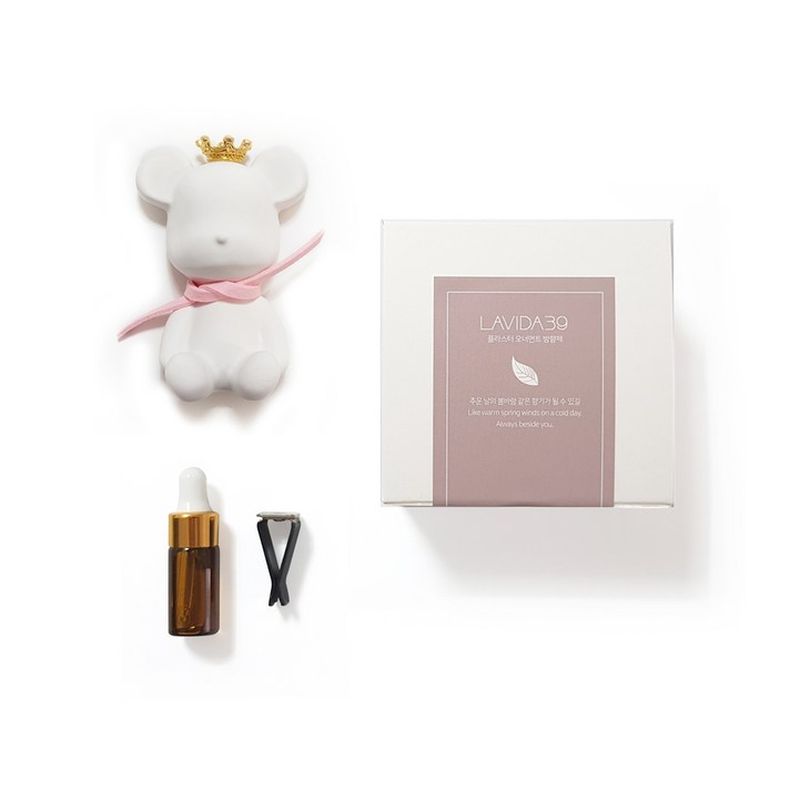 
                                                        라비다39 분홍머플러 곰돌이 플라스터 오너먼트 석고방향제 + 차량용클립 + 리필오일 3ml, 아카시아
                                                    