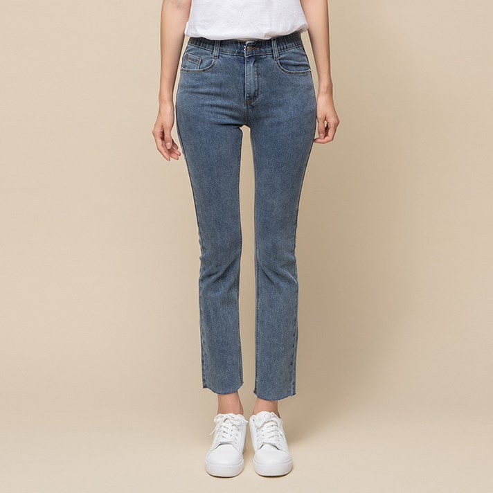 캐럿 여성용 밴딩 스키니 일자 청바지
