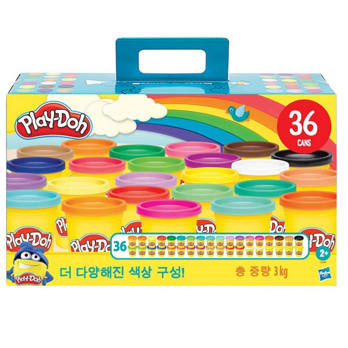  해즈브로 플레이도우 뉴 메가팩 36팩, 혼합색상, 85g 