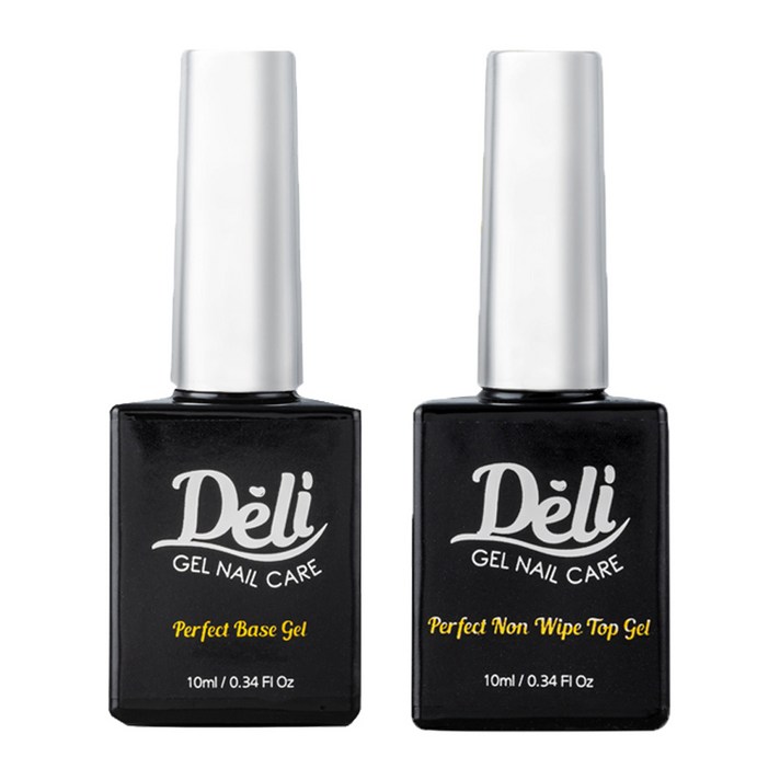 델리뷰티 퍼펙트 베이스젤 10ml + 논와이프 탑 젤 10ml 세트, 혼합 색상, 1세트