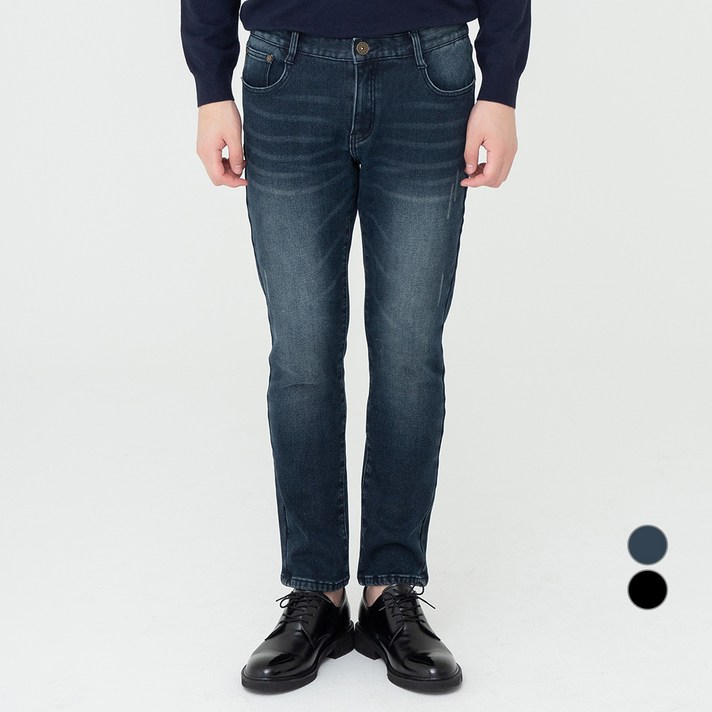 캐럿 남성용 기모 울트라 스판 청바지