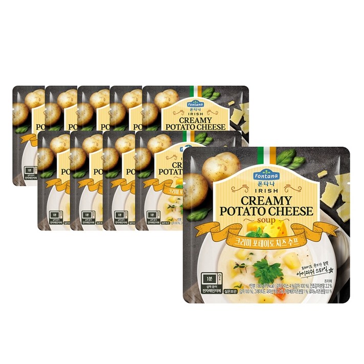 폰타나 크리미 포테이토 치즈 전자레인지용 수프, 180g, 10개