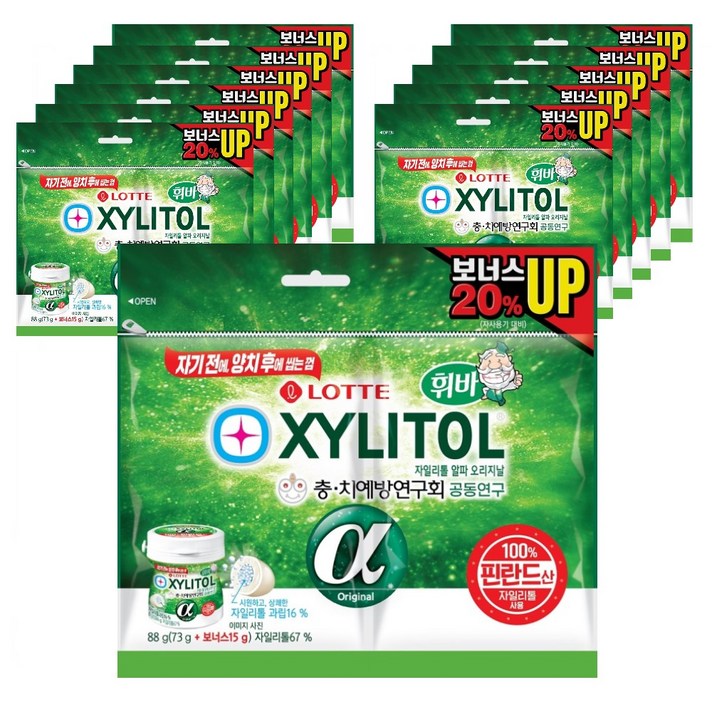롯데자일리톨 알파 오리지날 껌 리필, 88g, 12개