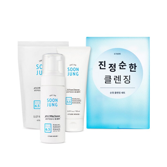 에뛰드 순정 약산성 6.5 휩 클렌저 150ml + 리필 150ml + 폼 클렌저 150ml, 1세트