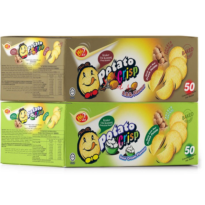  포테이토 크리스프 스낵 바베큐맛 20g x 50p + 사워크림맛 20g x 50p, 1세트 