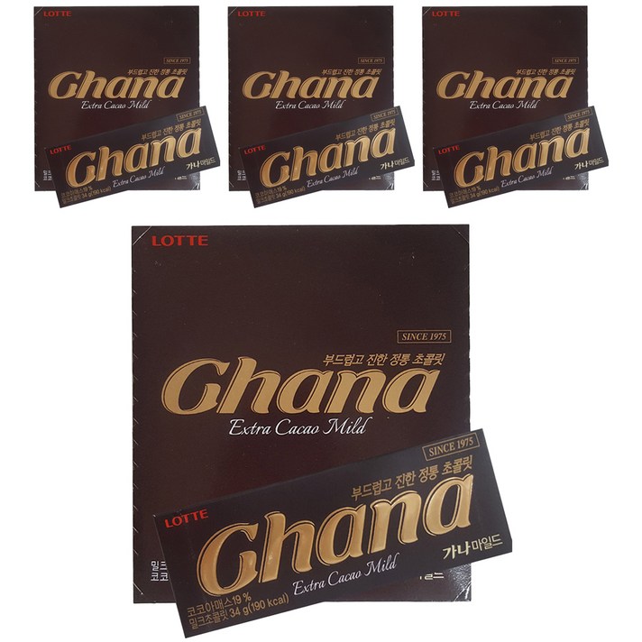  롯데제과 가나 마일드 초콜릿, 34g, 60개 