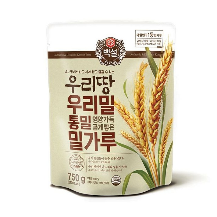 백설 통밀 영양가득 곱게빻은 밀가루, 750g, 1개