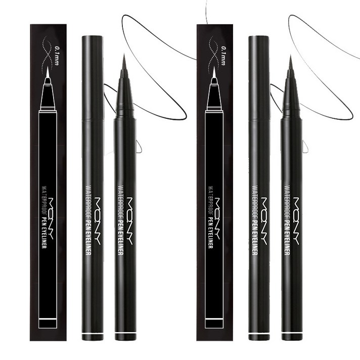 맥퀸뉴욕 워터프루프 펜아이라이너 0.6g, 딥 블랙, 2개