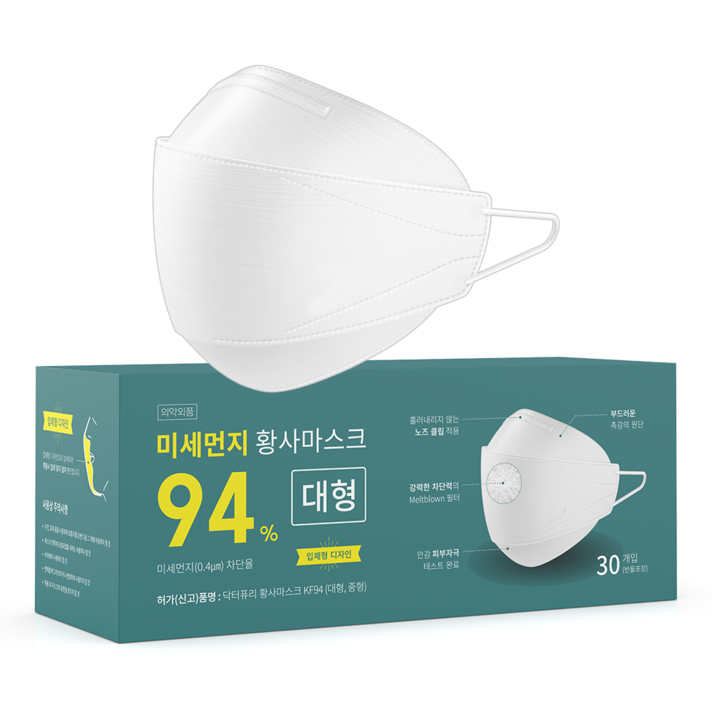닥터퓨리 KF94 미세먼지 황사마스크 대형, 30개입, 1개