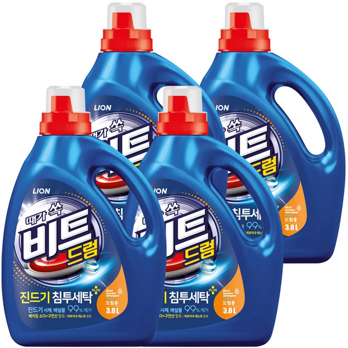  비트 진드기 액체세제 드럼용 본품, 3L, 4개 