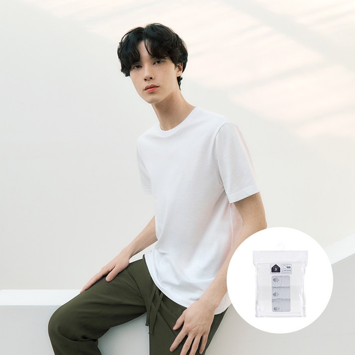 베이직하우스 남녀공용 순면라운드 반팔티 오리지널팩 3p HATS0101