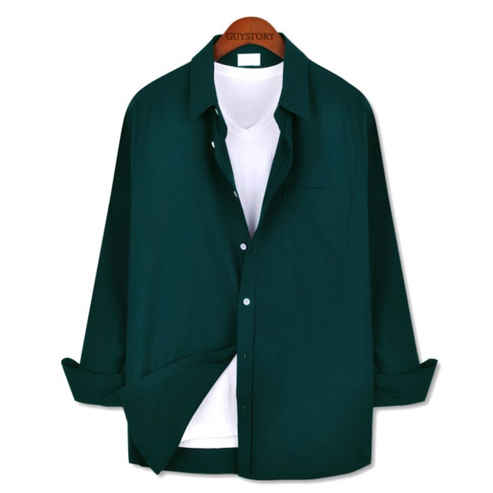 가이스토리 남성용 포켓 링클프리 사계절 오버핏 캐주얼 셔츠