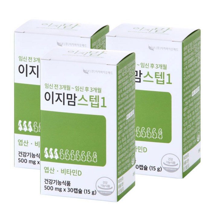 이지맘 스텝1 엽산 비타민D, 30캡슐, 3개