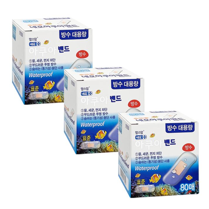 네오 맘스덤 아쿠아밴드 방수 표준 밴드 80p, 3개