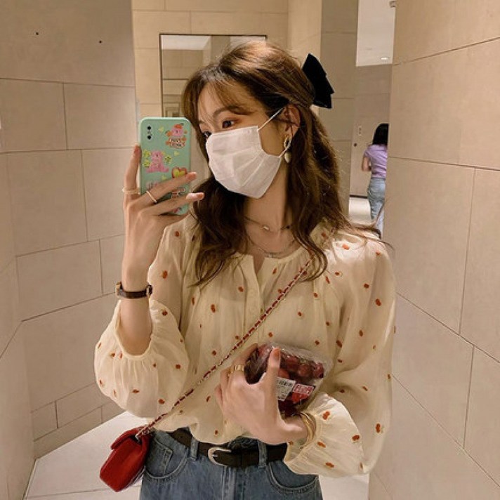 피어니스트 플라워 자수 쉬폰 블라우스 피어니스트 플라워 자수 쉬폰 블라우스