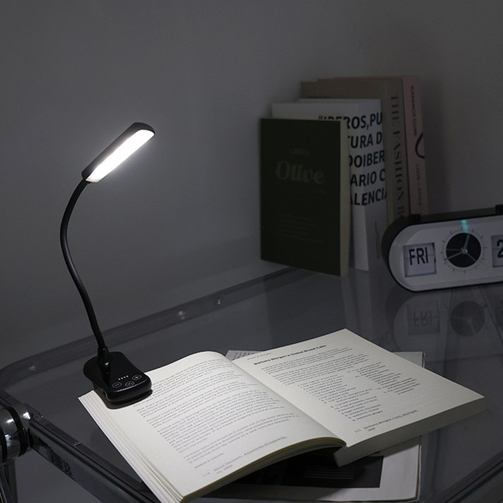 연하 무선 LED 16구 클립형 독서등, 블랙