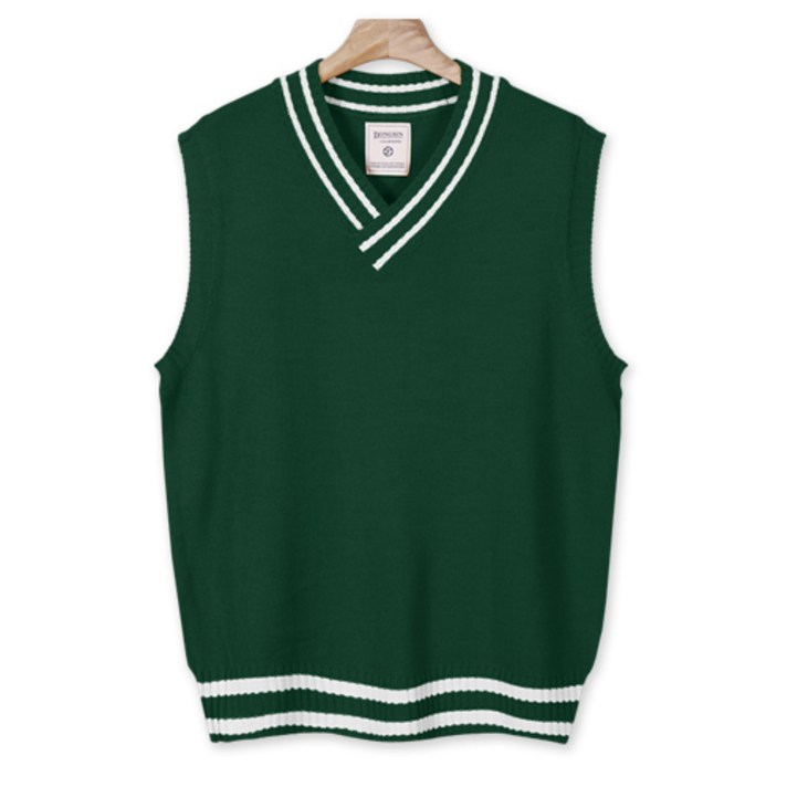 레몬소울 남성용 에세 두줄 배색 니트 베스트