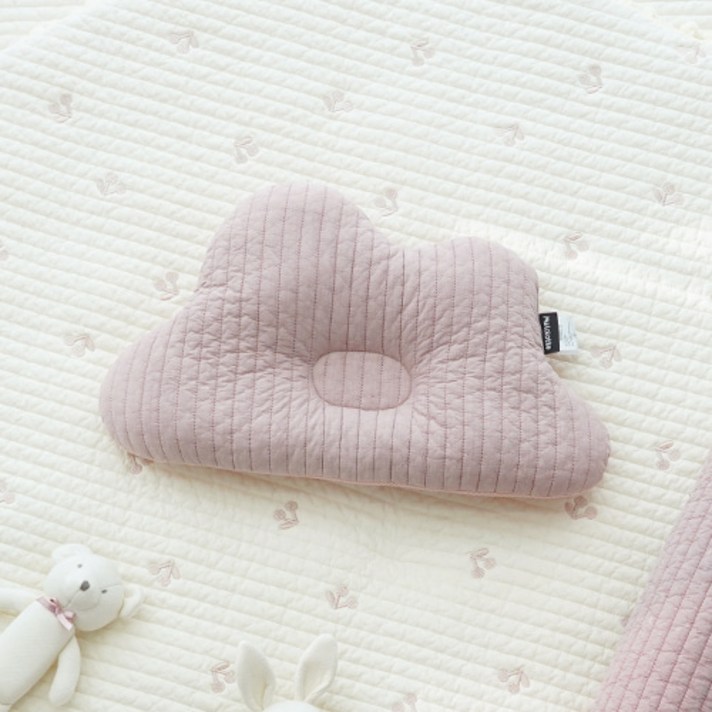  마롤로뜨 돗투돗 유아용 누빔 자수 구름베개, 인디 핑크, 1개 