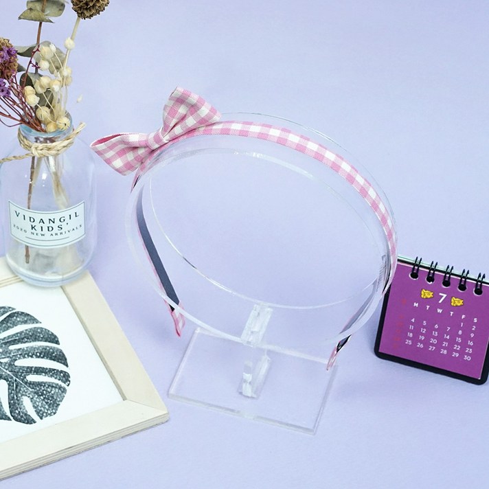 비단길 모브체크 미니리본 머리띠