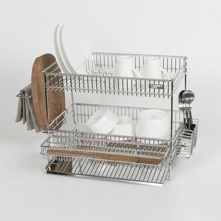 한샘 올스텐 식기건조대 2단 풀세트, 실버