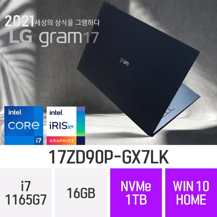 LG 2021 그램17 17ZD90P-GX7LK [한컴 오피스 증정], 1TB, 윈도우 포함, 16GB