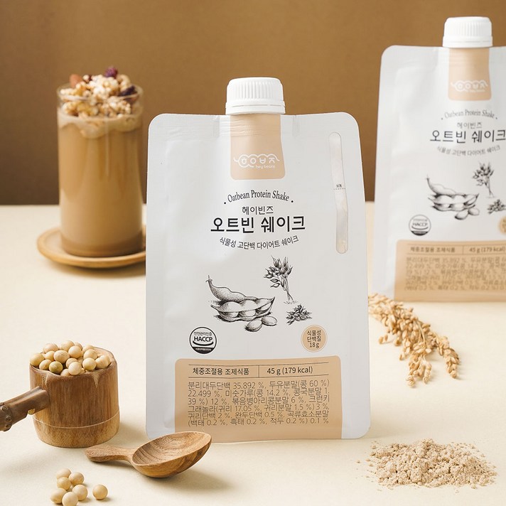 헤이빈즈 식사대용 단백질 다이어트쉐이크 식물성 오트빈 5일분, 225g, 1박스