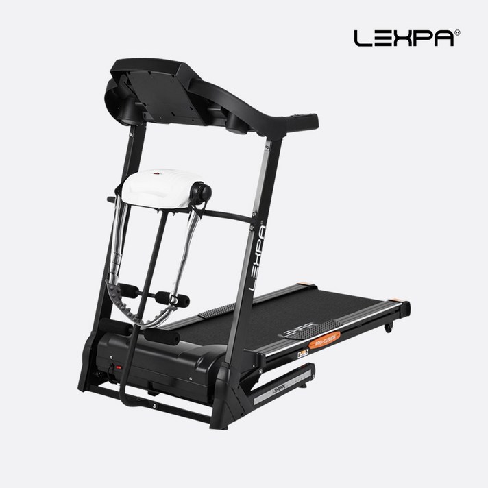 렉스파 저소음 접이식 런닝머신 유산소운동 자동각도조절 YA-4100i [마사지벨트 세트], 블랙