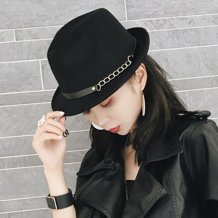 여성 가을 겨울 체인 중절모 페도라[모자-중절모0070]