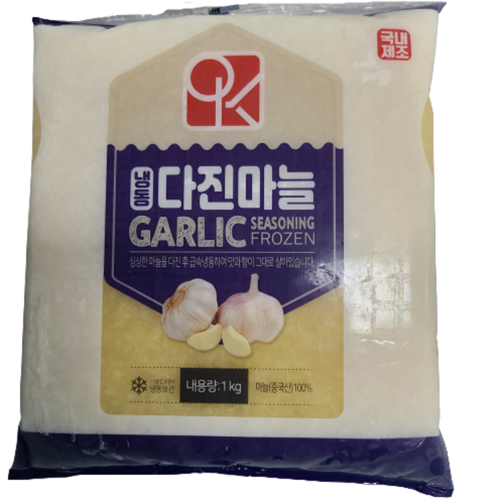 [HACCP 인증] 냉동 다진 마늘 1kg (아이스팩 기본 포함), 3팩