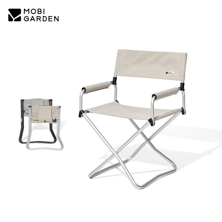 모비가든 캠핑 폴딩체어 접이식 등받이 의자 걍량 알루미늄 프레임 휴대용 감성 릴렉스 체어, 다크 베이지, 1개
