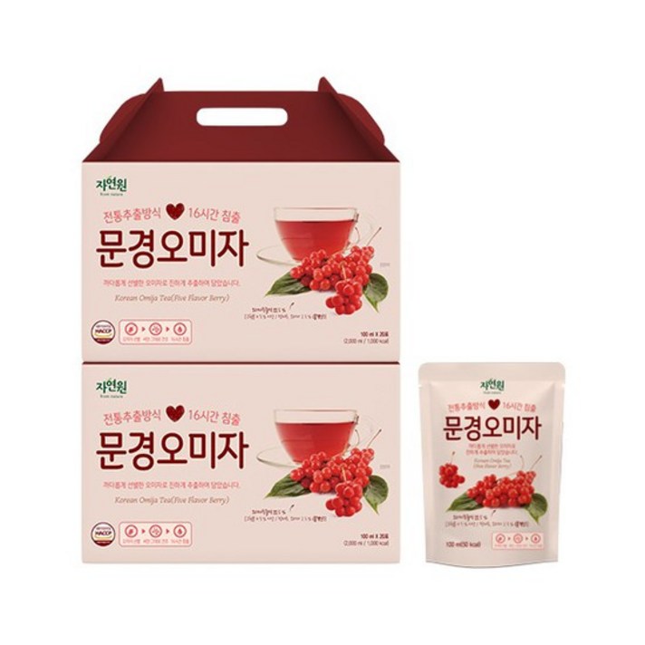 [자연원] 문경오미자차 100ml 20포입 x 2세트/총 40포, 상세설명 참조, 없음