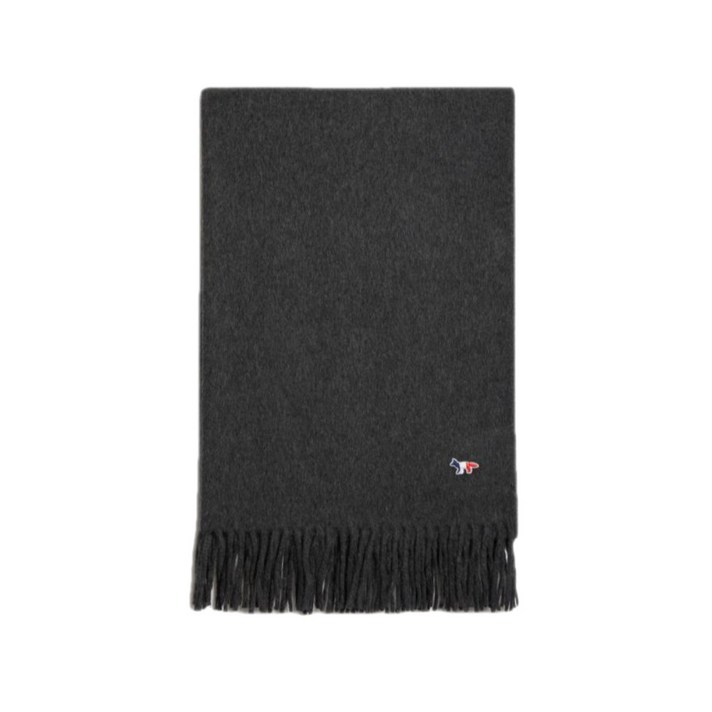 23SS 메종키츠네 트리컬러 폭스 헤드 패치 목도리 머플러 스카프 차콜 앤트러사이트 FU06206BT3004 H190