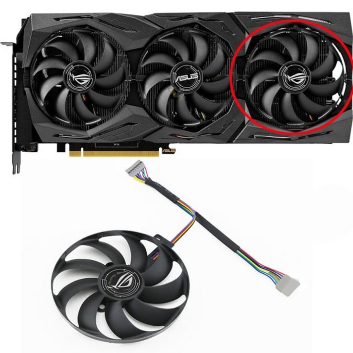 새로운 3PCS 87MM T129215SU ASUS RTX2070 ROG STRIX-GeForce RTX 2060 Super 2080 Ti 또는 RX 5600 XT RX 5700X, 7핀