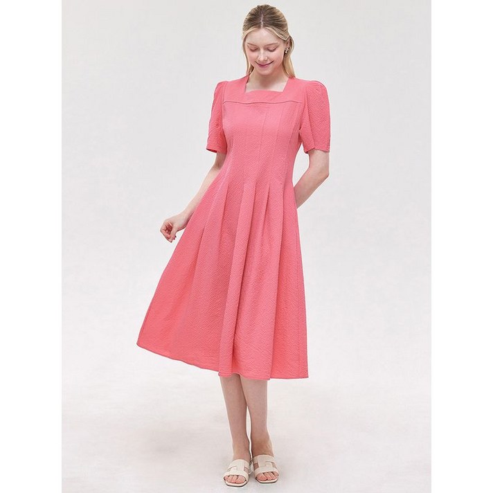 포커스 스퀘어 넥 시어서커 원피스 VF5M1OP3111