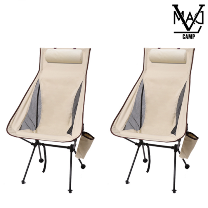 매드캠프 폴딩형 캠핑 의자 접이식 경량형 경량체어, 1+1베이지, 2개