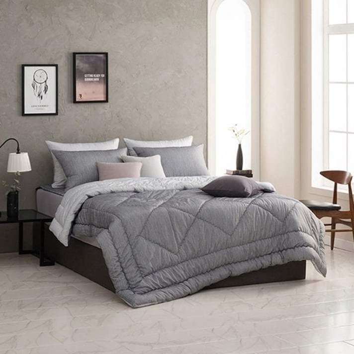 알레르망 Allerman 데런2 차렵이불 D 3종세트 그레이 이불  베개커버x2 303666