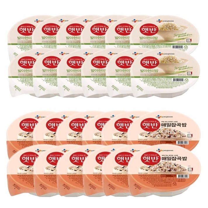 햇반 (발아현미밥210gx12개 + 매일잡곡밥210gx12개), 24개