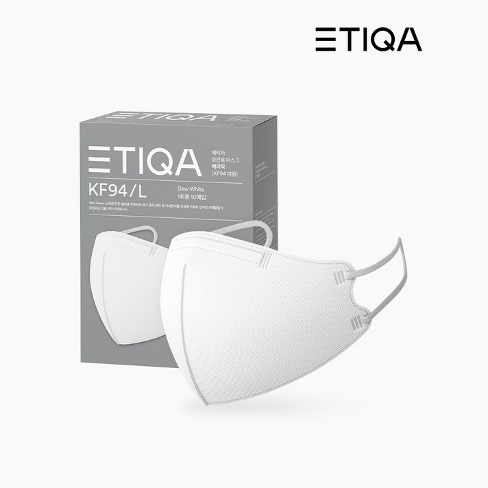 에티카 보건용 마스크 베이직 성인용 KF94 백색 대형, 1개입, 30개