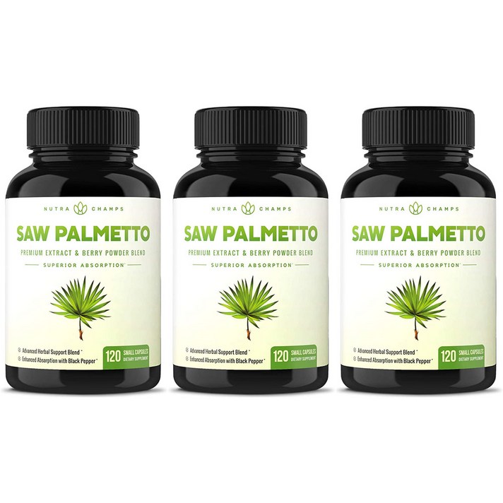 NutraChamps Saw Palmetto 뉴트라챔프스 쏘팔메토 120캡슐 3팩, 1개, 1