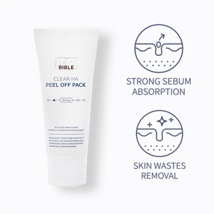 스킨바이블 클리어 HA 필오프팩 100ml 피지 각질 모공 블랙헤드 화이트헤드 제거 에스테틱 홈케어 제품, 1개