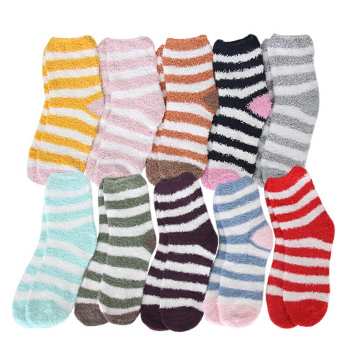 (10켤레) 줄무늬 중목 수면양말 겨울 보온 방한양말 임산부양말