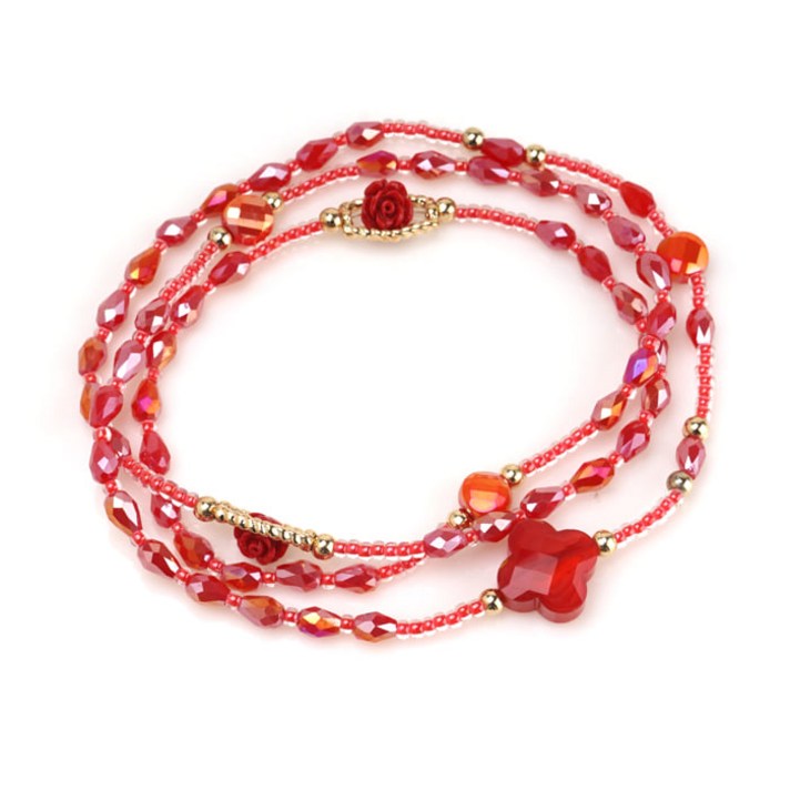 
                                                        5단묵주팔찌 크리스탈 컷팅 레드 투톤 천주교 성물
                                                    