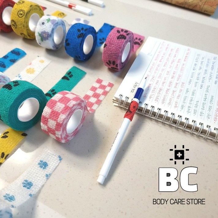 BC 예쁜 코반 자가점착밴드 손가락 붕대 강아지 신발 10+1세트, 2.5cm X 4.5m(1인치)10+1