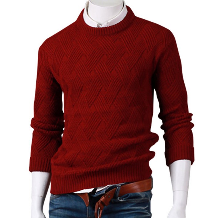 스댕클럽 남성용 글랜 체크 니트 라운드 SW102