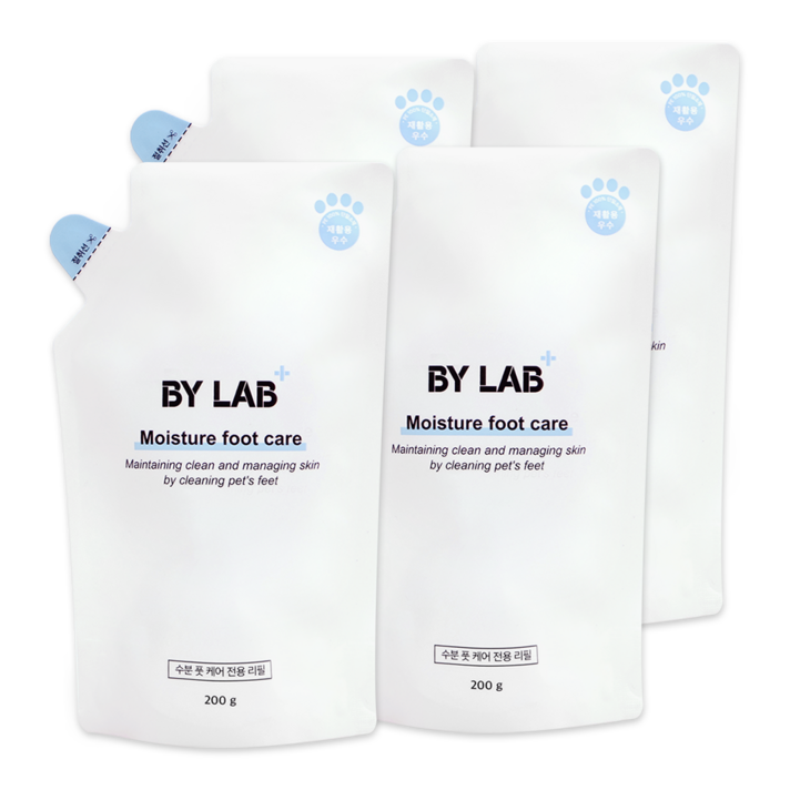 바이랩 수분 풋 케어 파우치 강아지 습진 피부각질 발사탕 초유 비누 산책 후 발 샴푸 리필, 200g, 4세트