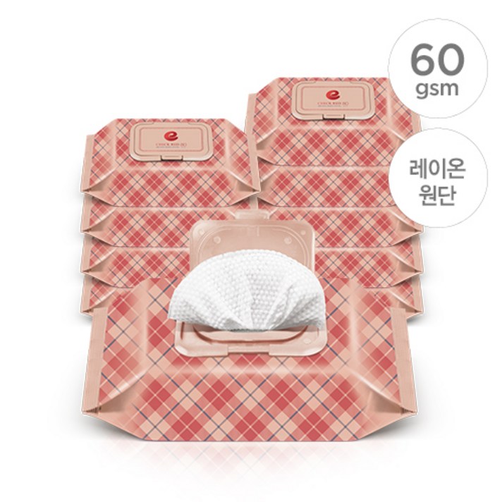 [본사직영]앙블랑 아기물티슈 체크 레드 캡형 80매X10팩 CR10, 없음