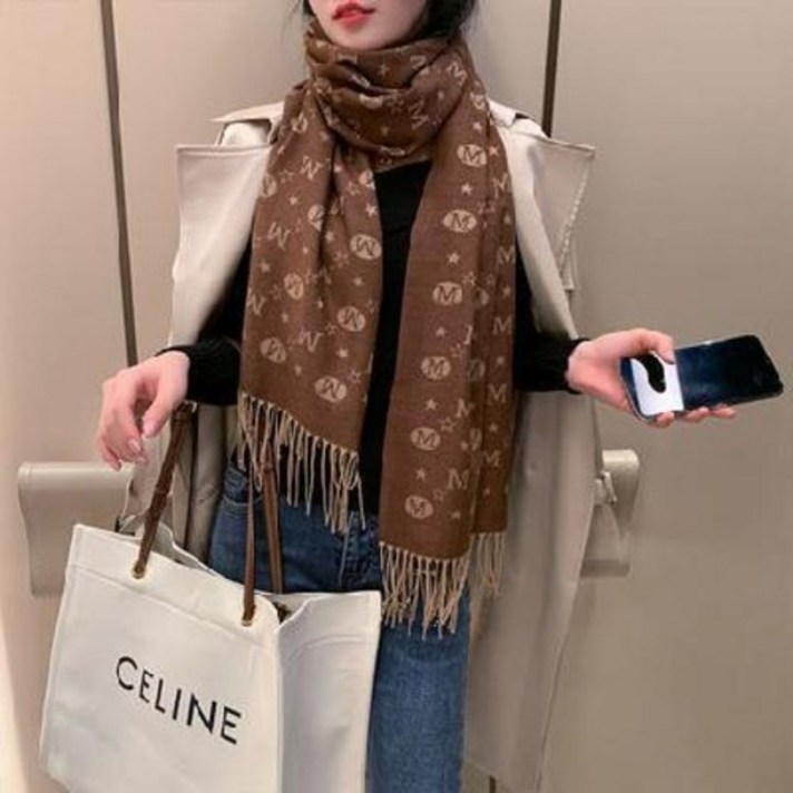 캐시미어 숄 머플러 목도리 커플 울 가디건 스타와 같은 네오프렌 겨울 패션 에 보온 롱 숄을 더한 투웨이 스카프