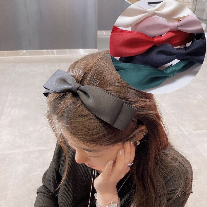 모란코 국내제작 실크 리본머리띠 제니머리띠 5컬러