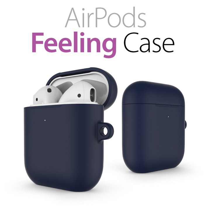 에어숨 에어팟 소프트필링 케이스 블루투스 이어셋, 네이비, 에어숨 소프트필링 케이스