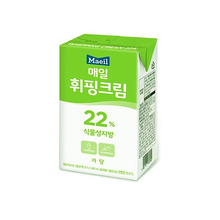 매일유업 휘핑크림 1000mlx2팩 이지업크림 휘피크림22% 생크림, 2개, 1000ml
